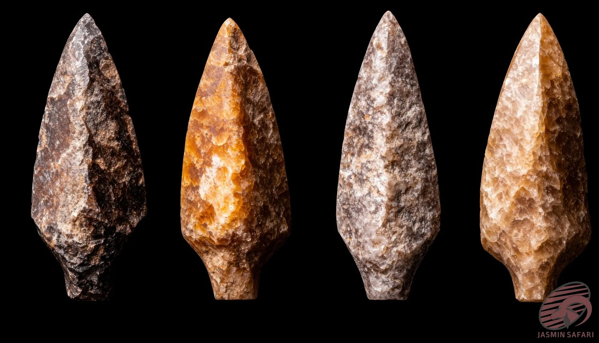 "Ancient Persian stone arrowheads used for hunting and warfare"